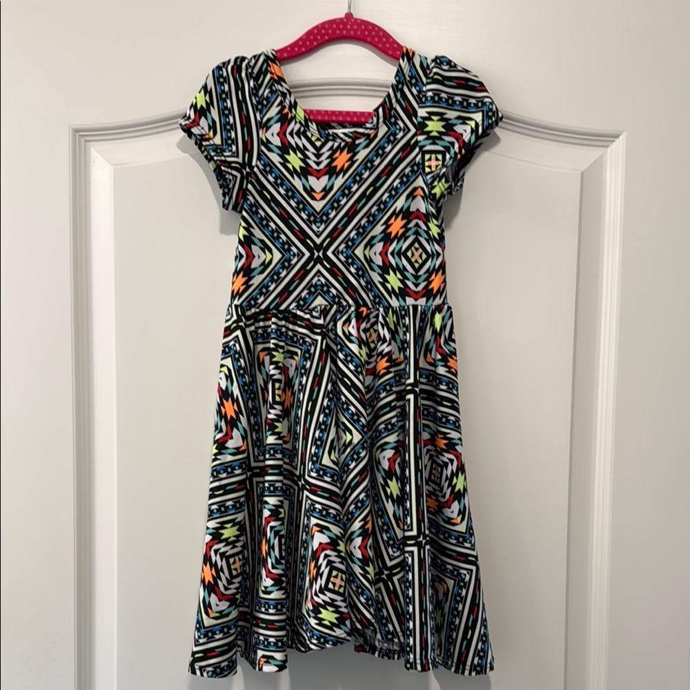 Geometric Patterned Kids Dress